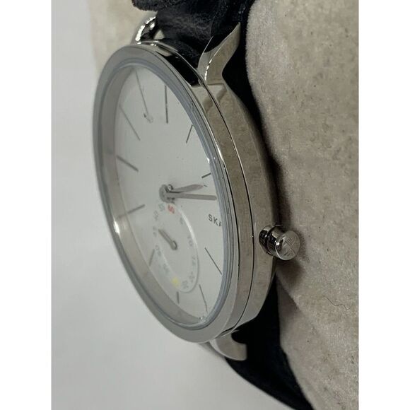 Skagen SKW2358 Hagen Women's Black Leather Analog White Dial Quartz Watch HK770 - Picture 3 of 11